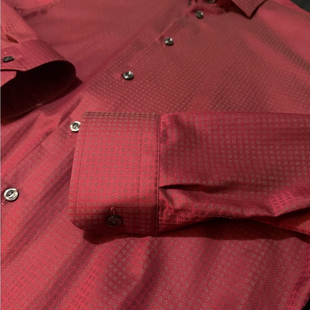 Eton Men's Burgundy Casual Button Down Shirt - Picture 3 of 3